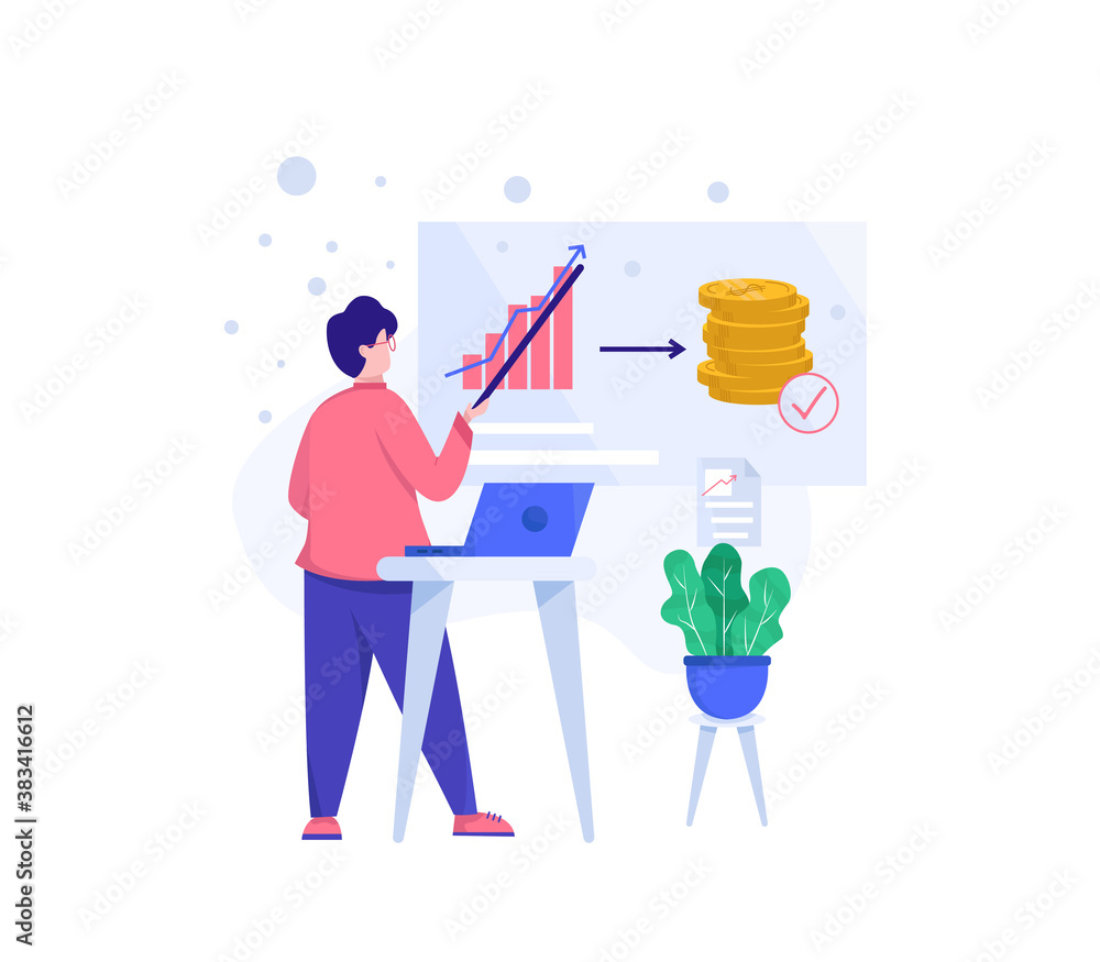 invest illustration. people are presenting about investment invest illustration. people are presenting about investment