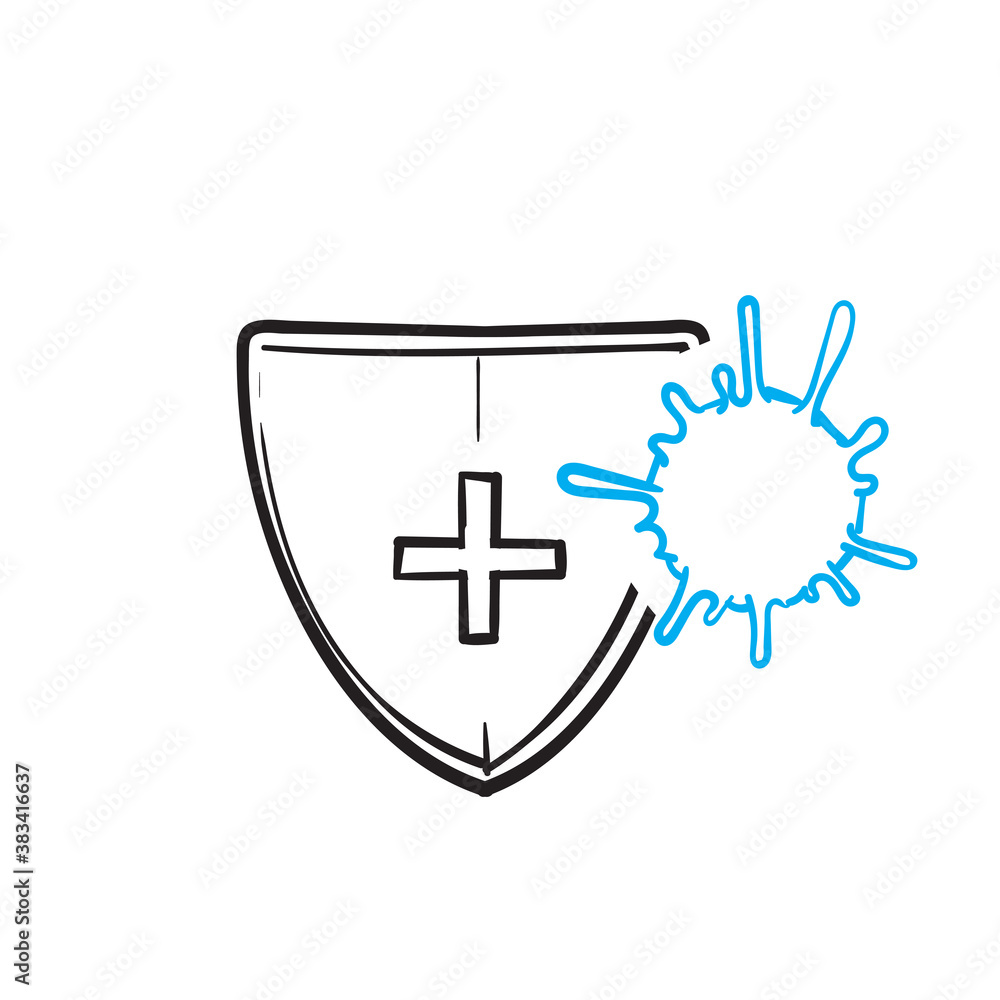 Fototapeta premium hand drawn Bacteria Protection logo vector in doodle style vector