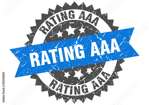 rating aaa stamp. grunge round sign with ribbon
