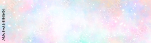 Unicorn galaxy pattern. Pastel cloud and sky with glitter. Cute bright paint like candy background theme. Concept to montage or present your product, for women, girls in princess style 