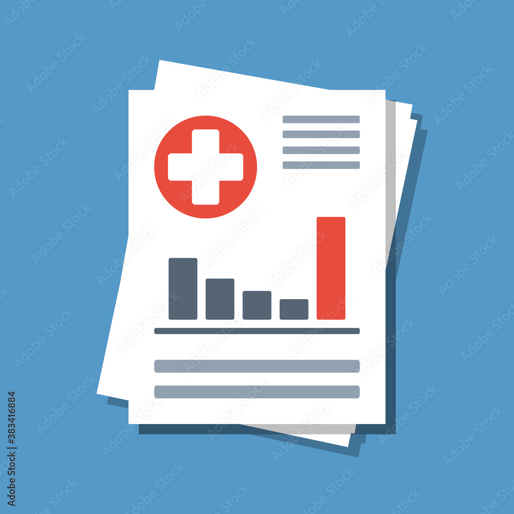 Obraz premium chart with drastic increase in medical document, flat vector illustration