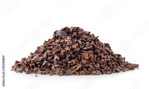  cacao beans, isolated on white background. Roasted and aromatic cocoa beans, natural chocolate.