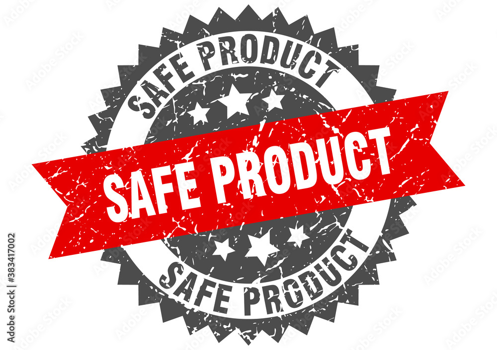 Obraz premium safe product stamp. grunge round sign with ribbon