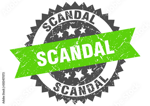 scandal stamp. grunge round sign with ribbon