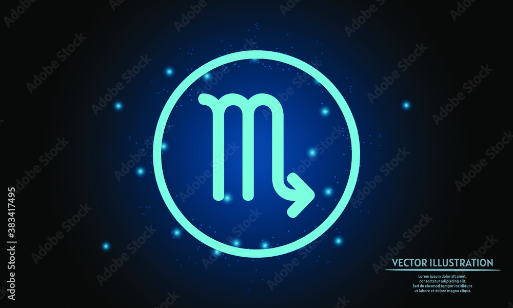glowing scorpio zodiac sign on dark blue background of the space with shining stars. zodiac glowing backgraound glowing scorpio zodiac sign on dark blue background of the space with shining stars. zodiac glowing backgraound