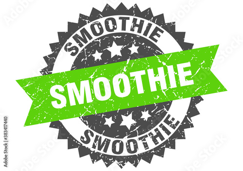 smoothie stamp. grunge round sign with ribbon