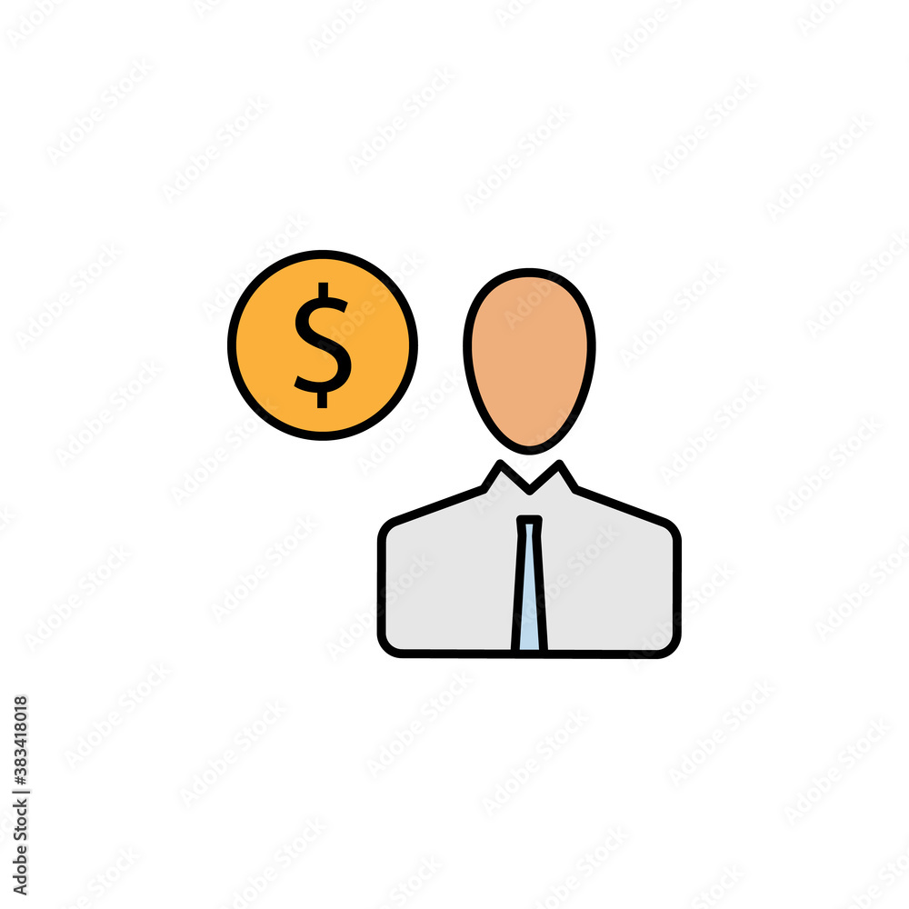 user, man, dollar colored icon. Element of finance illustration. Signs and symbols colored icon can be used for web, logo, mobile app, UI, UX user, man, dollar colored icon. Element of finance illustration. Signs and symbols colored icon can be used for web, logo, mobile app, UI, UX