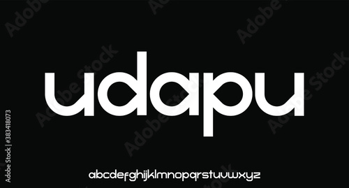 modern geometric sans serif futuristic font alphabet vector set	
