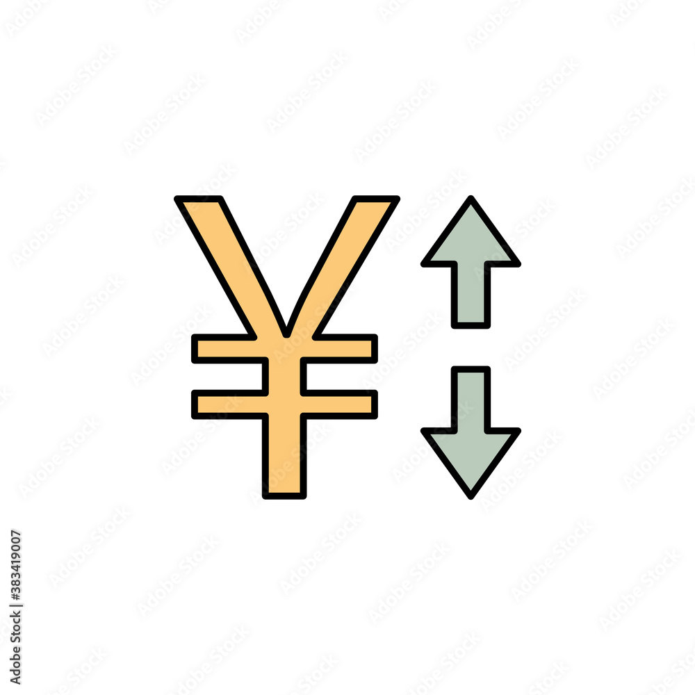 Obraz premium yuan, arrow, up, down colored icon. Element of finance illustration. Signs and symbols colored icon can be used for web, logo, mobile app, UI, UX