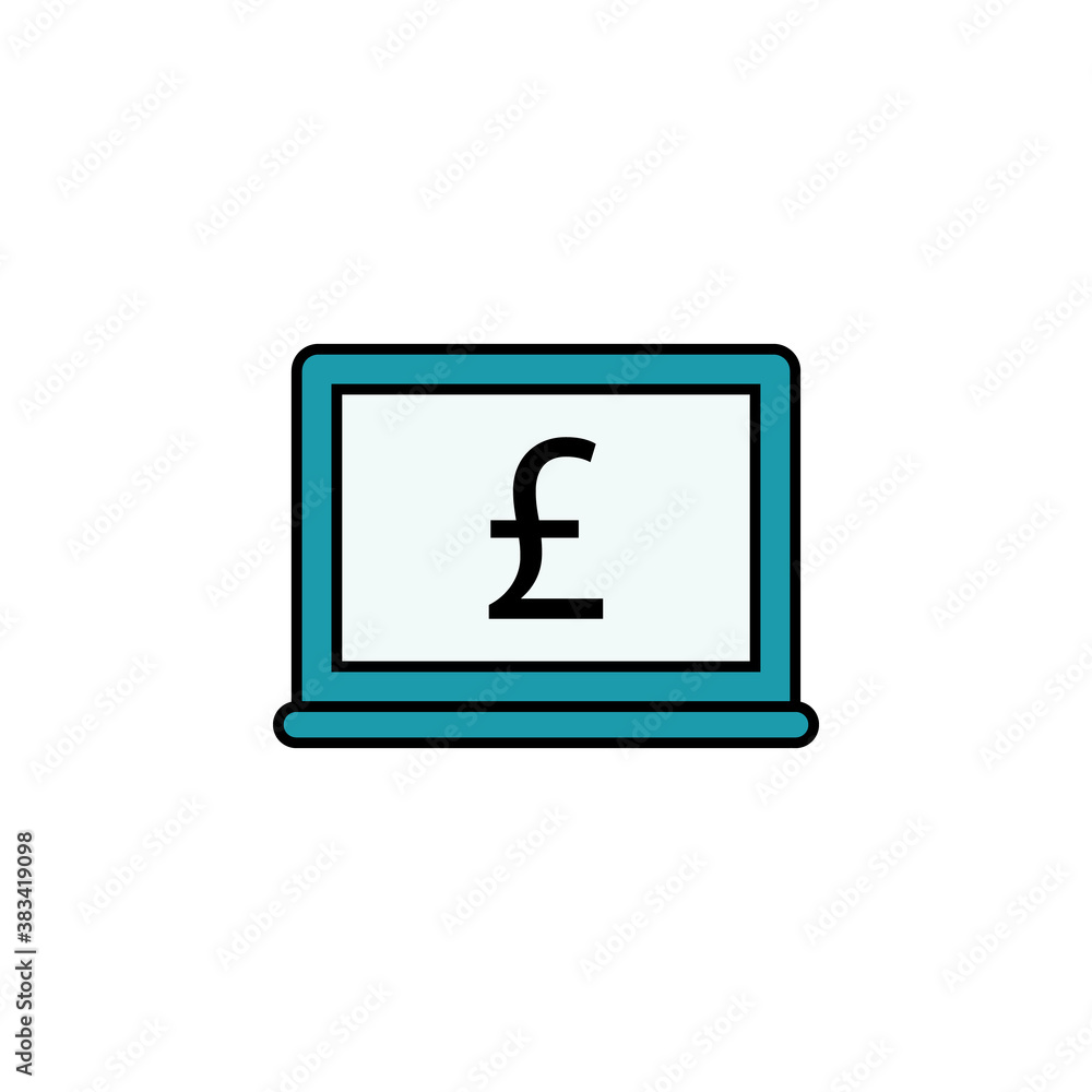 laptop, pound colored icon. Element of finance illustration. Signs and symbols colored icon can be used for web, logo, mobile app, UI, UX laptop, pound colored icon. Element of finance illustration. Signs and symbols colored icon can be used for web, logo, mobile app, UI, UX
