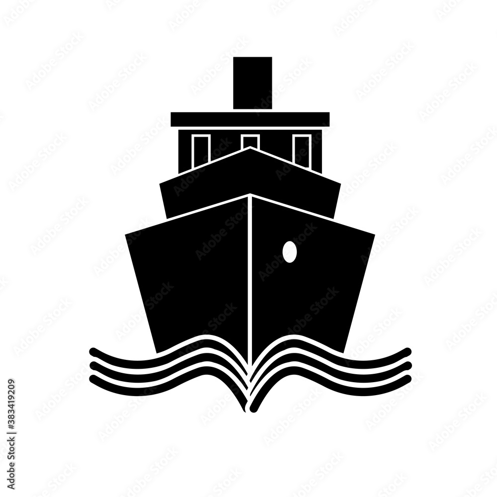 Ship icon flat. Black pictogram on grey background. Ship icon flat. Black pictogram on grey background.