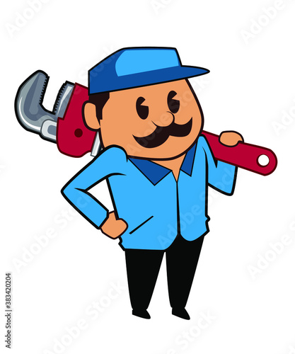 handyman logo mascot cartoon