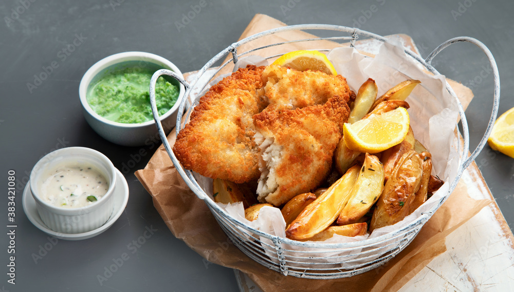 British traditional cuisine fish and chips