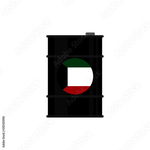 oil barrel and kuwait flag on white background