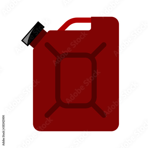 Red canister fuel oil on white background