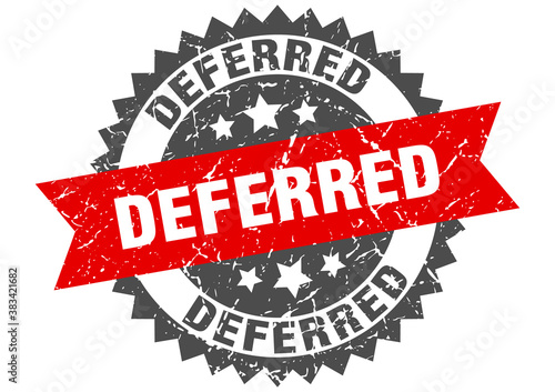 deferred stamp. grunge round sign with ribbon