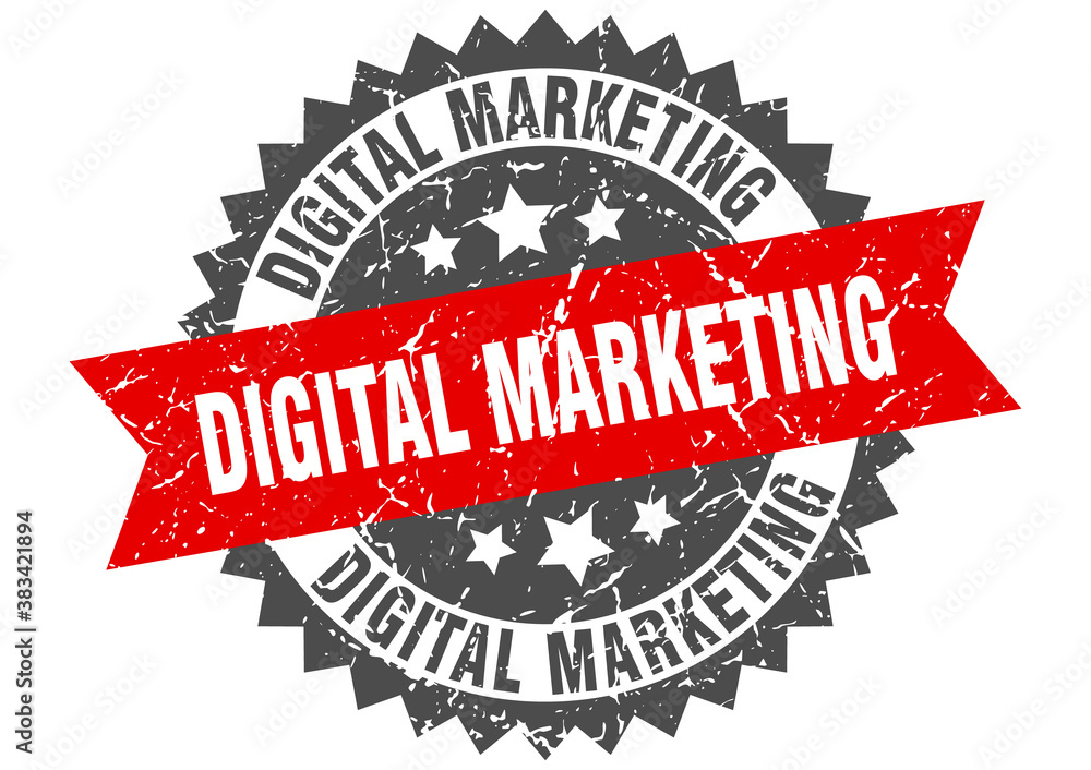 Obraz premium digital marketing stamp. grunge round sign with ribbon