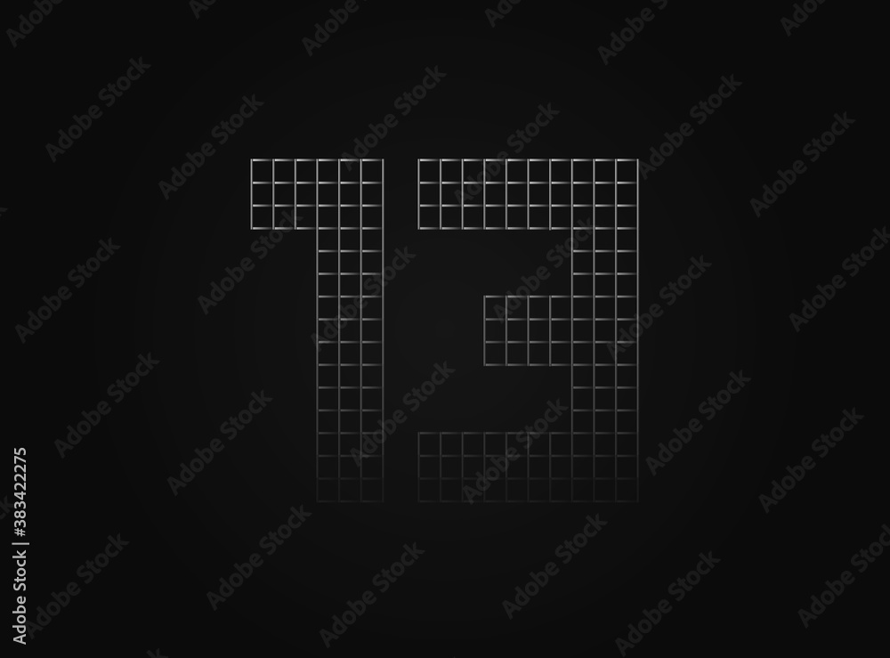13 vector number made of metal chain link fence. For logo, brand label, design elements, application and more. 13 vector number made of metal chain link fence. For logo, brand label, design elements, application and more.