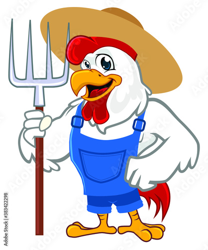 chicken mascot cartoon in vector