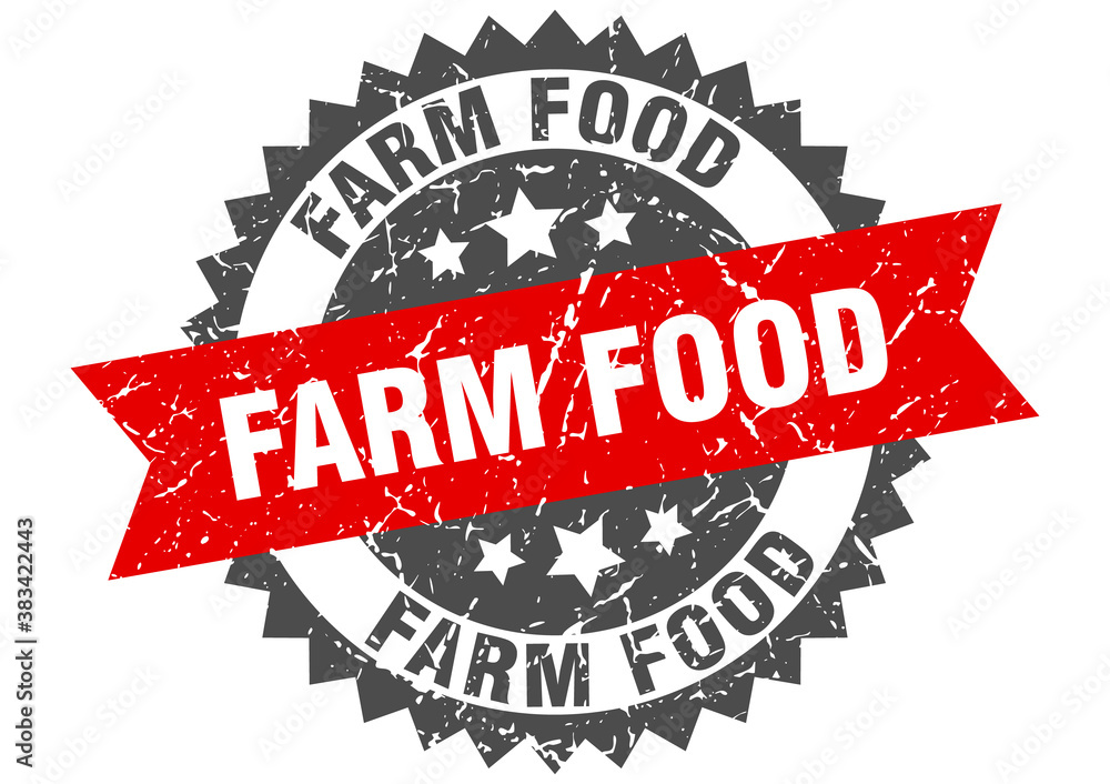Obraz premium farm food stamp. grunge round sign with ribbon