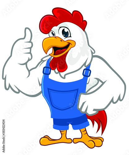 chicken mascot cartoon in vector