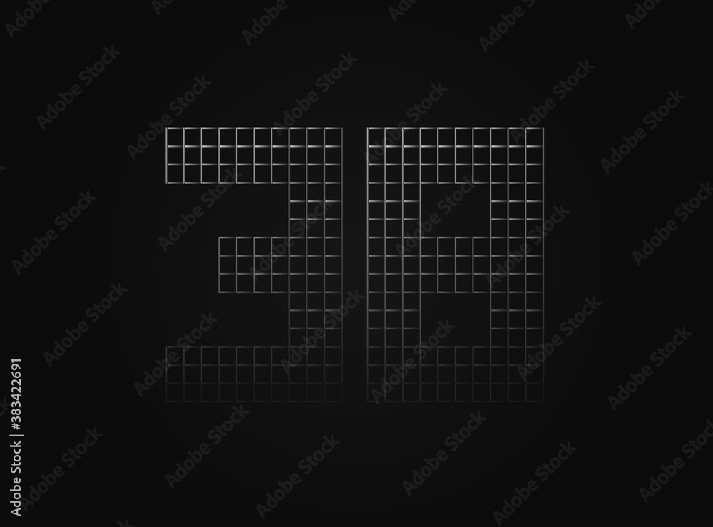 Fototapeta premium 38 vector number made of metal chain link fence. For logo, brand label, design elements, application and more.