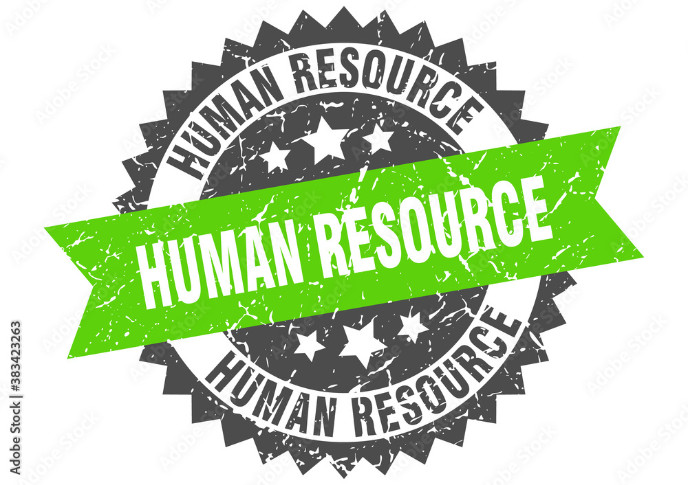 Obraz premium human resource stamp. grunge round sign with ribbon