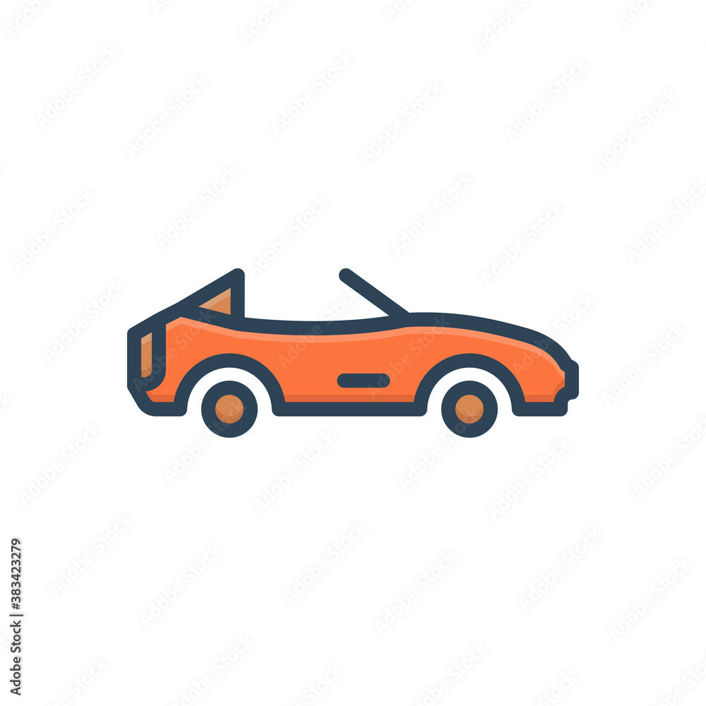 Color illustration icon for cabriolet