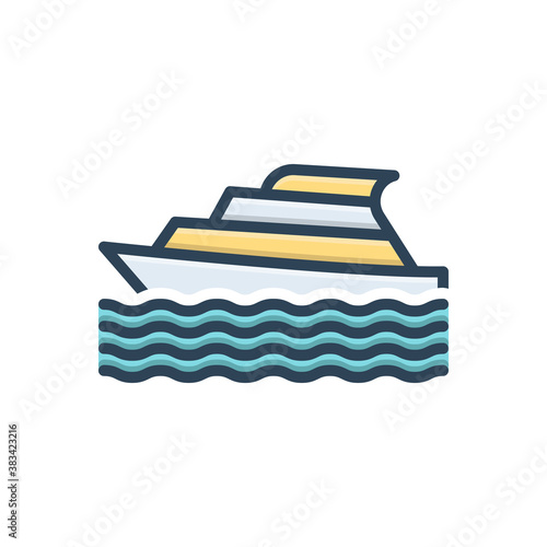 Color illustration icon for yacht