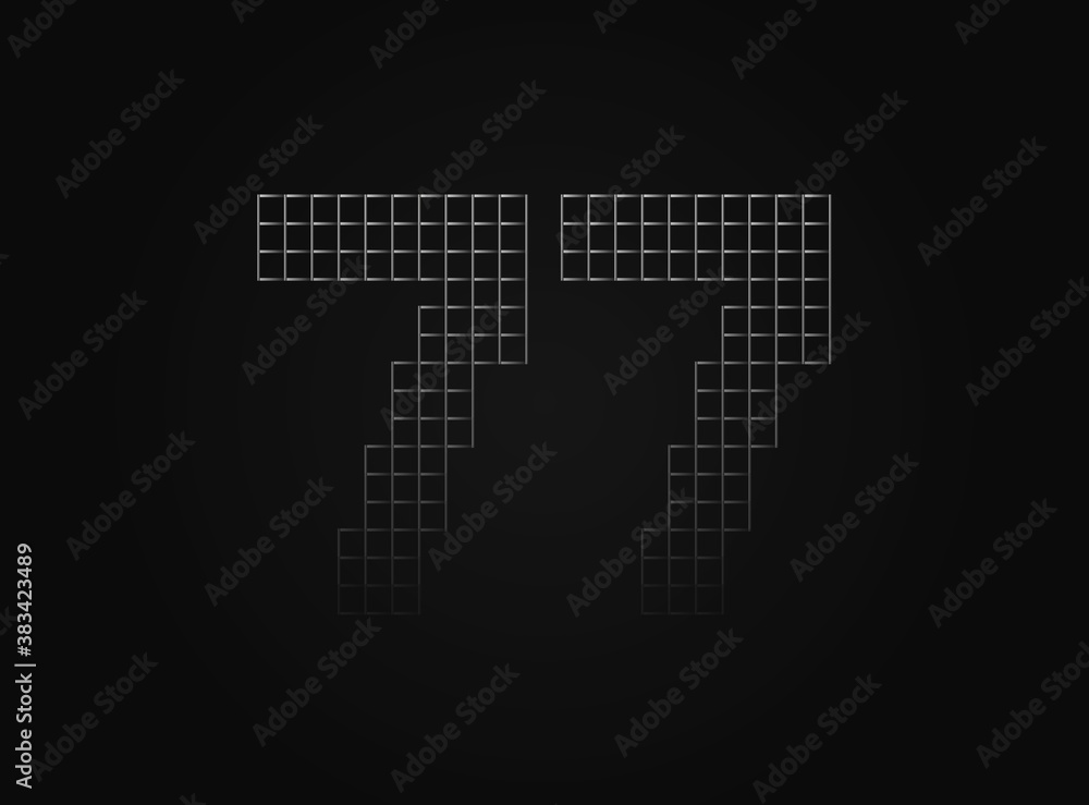 Fototapeta premium 77 vector number made of metal chain link fence. For logo, brand label, design elements, application and more.