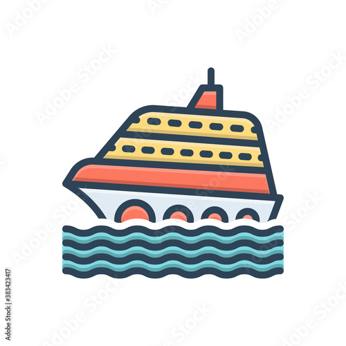 Color illustration icon for cruise