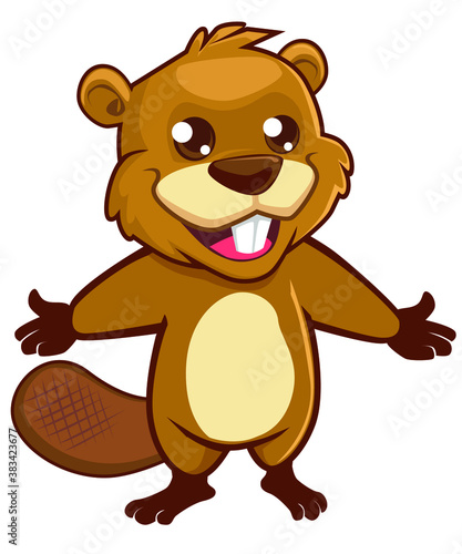 beaver mascot cartoon in vector