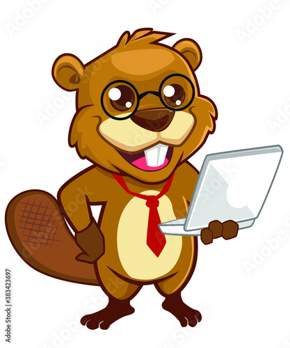 beaver mascot cartoon in vector