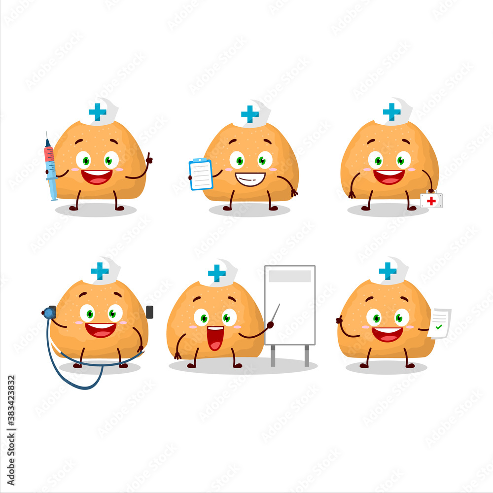 Doctor profession emoticon with sweet cookies cartoon character Doctor profession emoticon with sweet cookies cartoon character