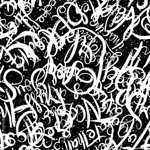 Graffiti background seamless pattern. Hand style tagging