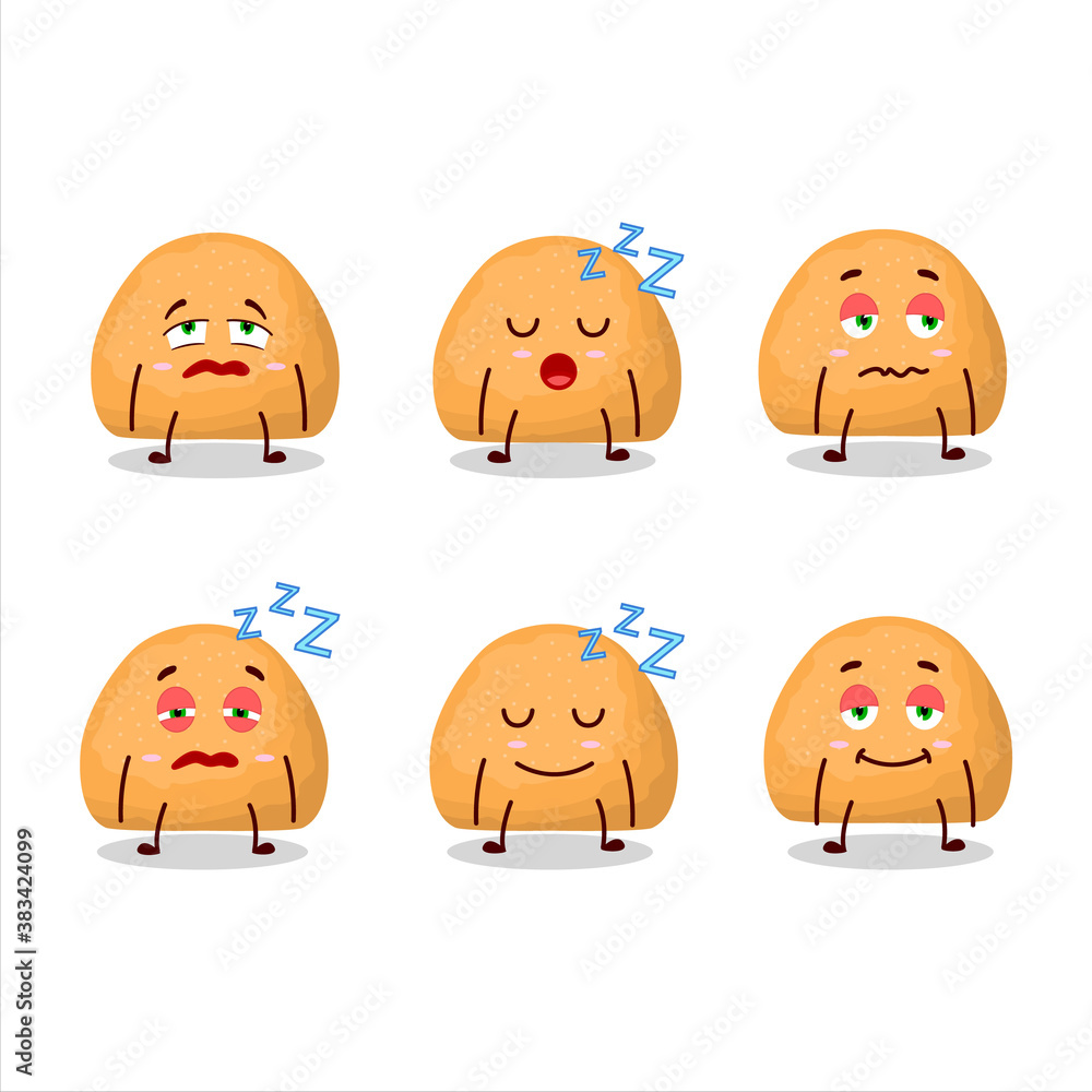 Cartoon character of sweet cookies with sleepy expression Cartoon character of sweet cookies with sleepy expression