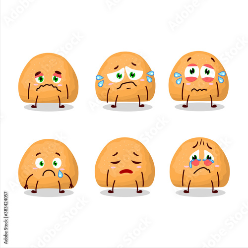 Sweet cookies cartoon character with sad expression