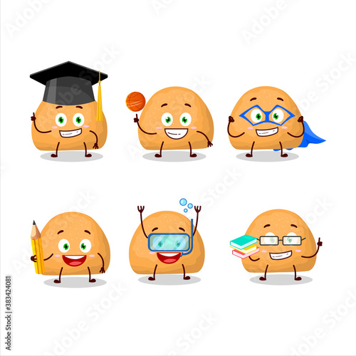 School student of sweet cookies cartoon character with various expressions
