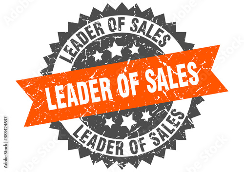 leader of sales stamp. grunge round sign with ribbon