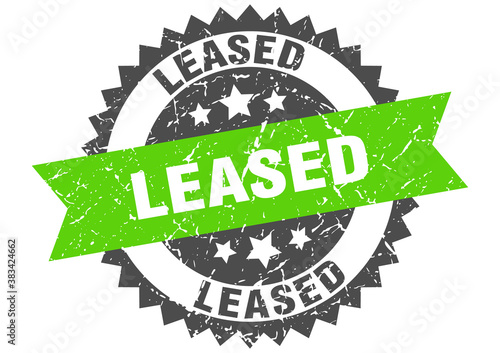 leased stamp. grunge round sign with ribbon