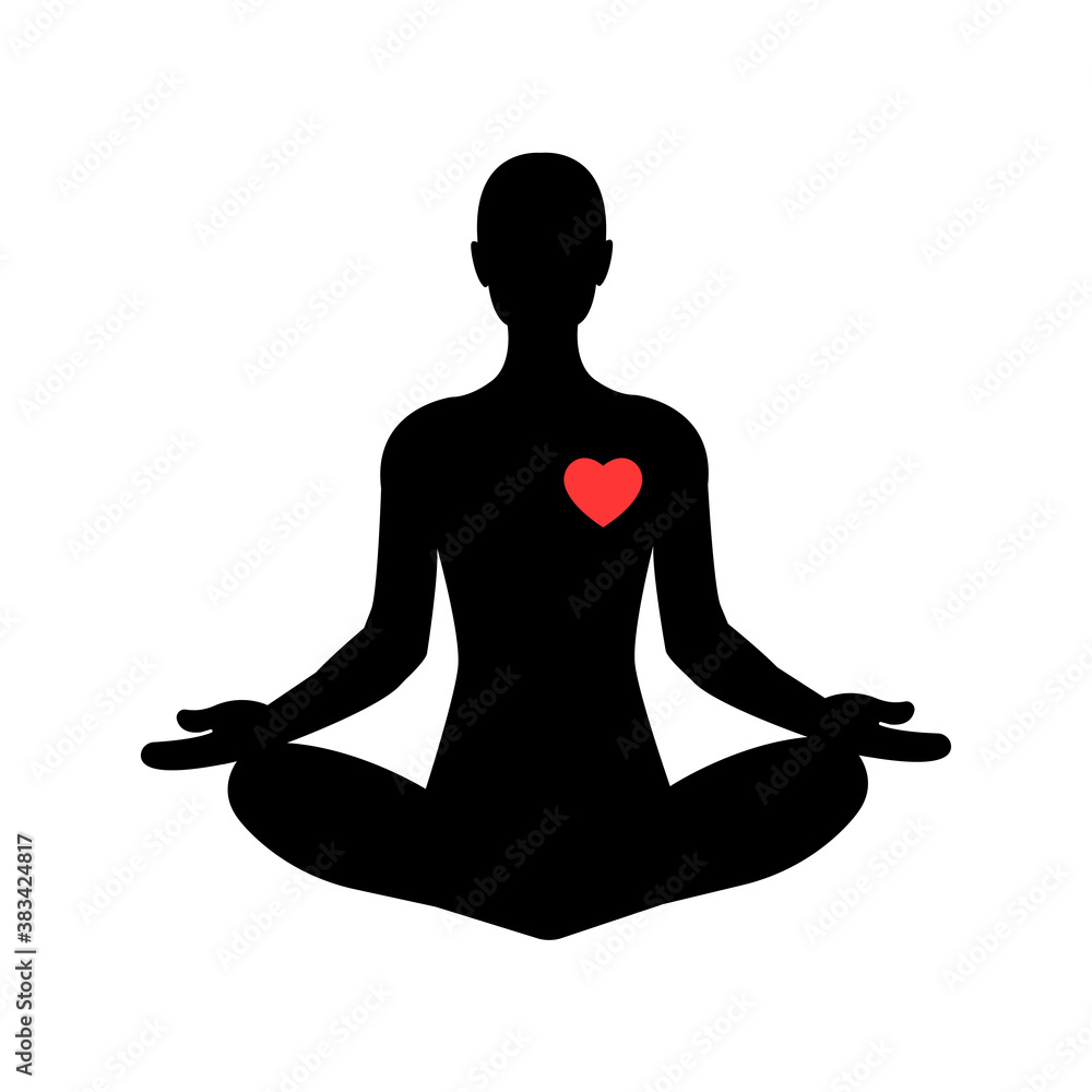Yoga lotus pose, yoga love stylized icon. Yoga lotus pose, yoga love stylized icon.