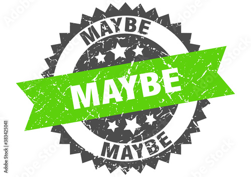 maybe stamp. grunge round sign with ribbon
