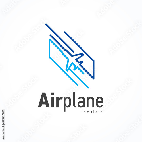 Airplane logo lines abstract theme vector