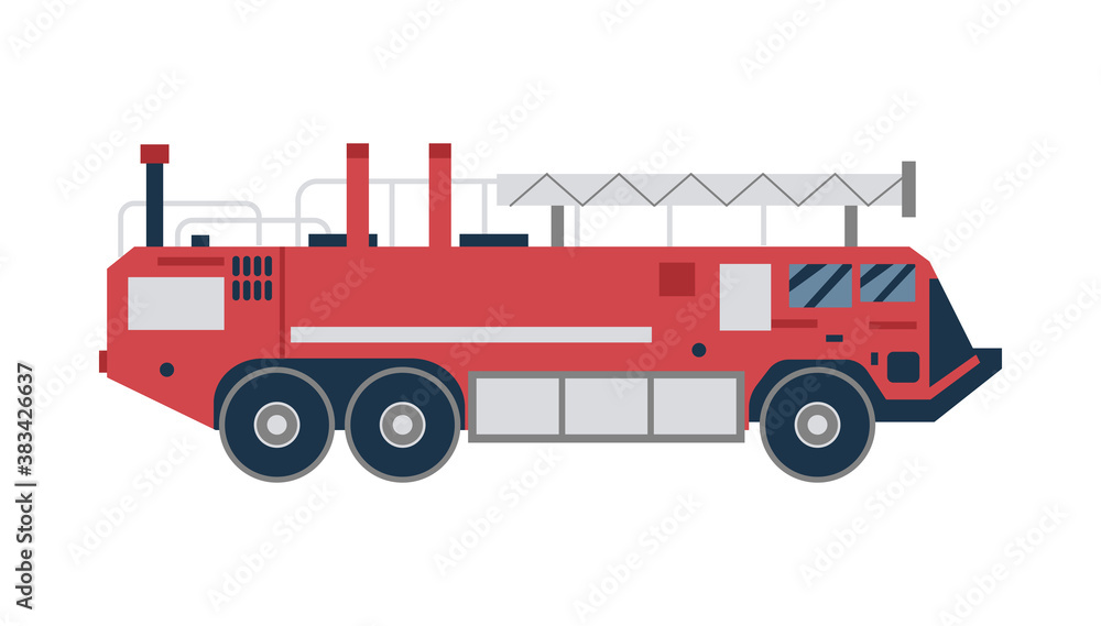 Flat isolated illustration of vector red firetruck Flat isolated illustration of vector red firetruck
