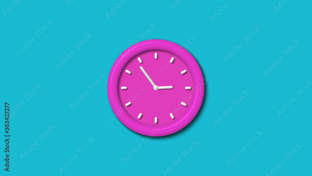 12 hours 3d wall clock isolated on cyan background,Counting down 3d wall clock 12 hours 3d wall clock isolated on cyan background,Counting down 3d wall clock