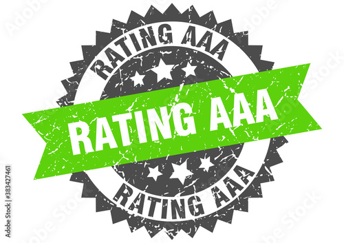 rating aaa stamp. grunge round sign with ribbon