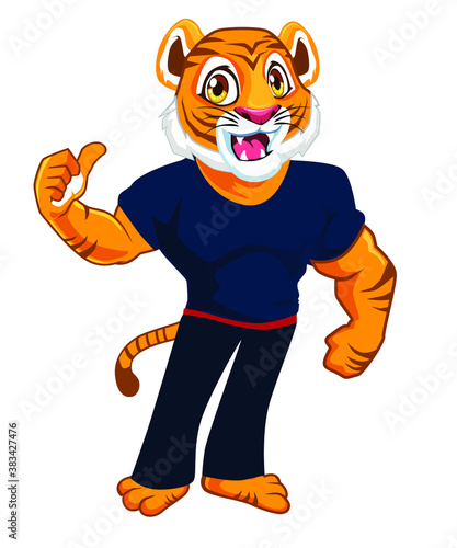 tiger kungfu mascot cartoon in vector