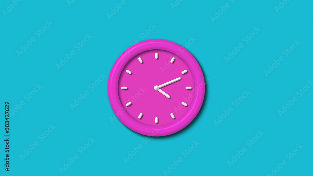 12 hours 3d wall clock isolated on cyan background,Counting down 3d wall clock 12 hours 3d wall clock isolated on cyan background,Counting down 3d wall clock