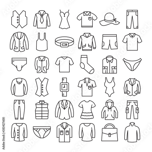 clothes  accessories and fashion wardrobe collection line icons vector set