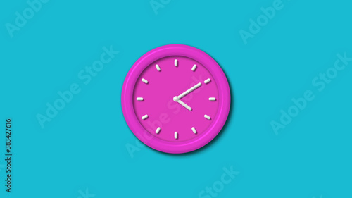 12 hours 3d wall clock isolated on cyan background,Counting down 3d wall clock